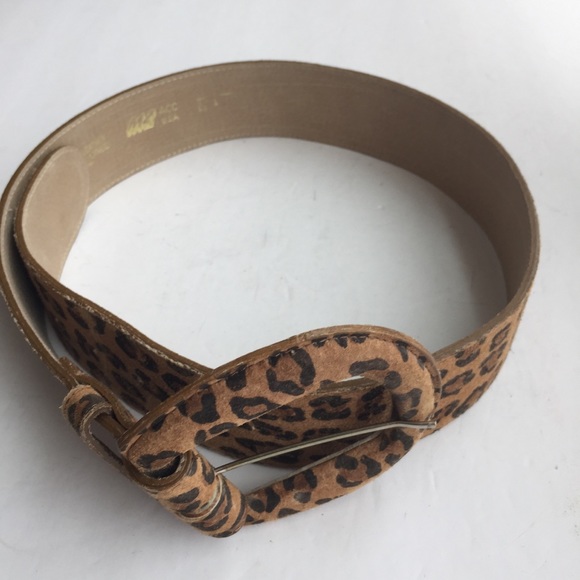 VINTAGE MZ ACC USA ANIMAL PRINT LEATHER BELT - Picture 1 of 10